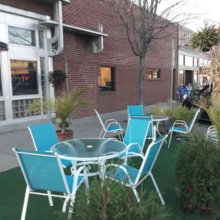 tables and chairs outside