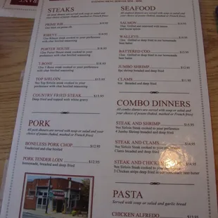 The dinner menu.