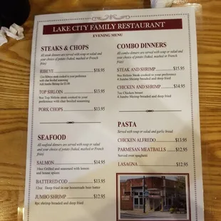 This is the current menu as of June 29, 2019. They no longer have clams or any pies at all, which were the two main reasons we came here.