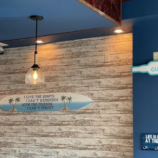 a surfboard on the wall