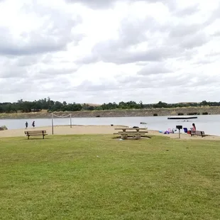 Volleyball net and beach