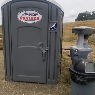 1 porter potty and a fully stocked, mobile hand washing station