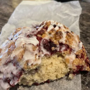 White chocolate raspberry scone