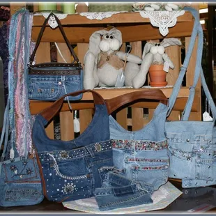a variety of handbags