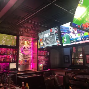 a bar with neon lights