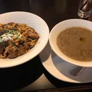 Comfort classics: beef stroganoff &amp; mushroom bisque