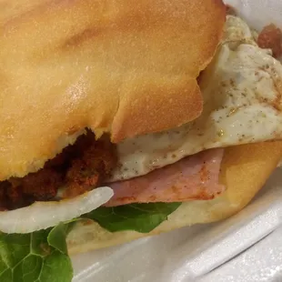 Torta loca with egg.