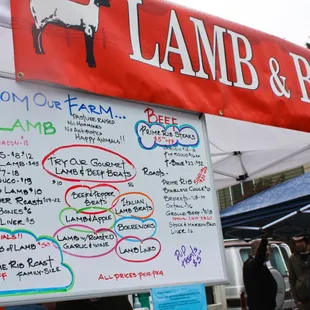 a sign for lamb and beer