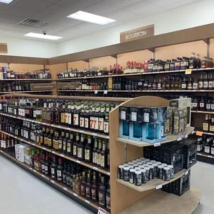 shelves of liquor