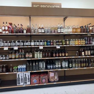 shelves of liquor