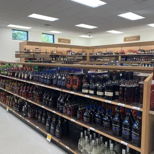 shelves of liquor