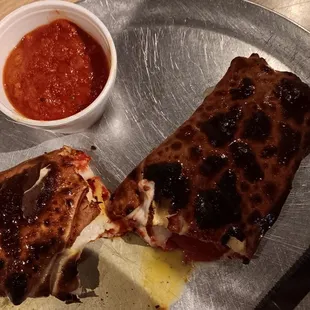 Pepperoni Stromboli with red sauce