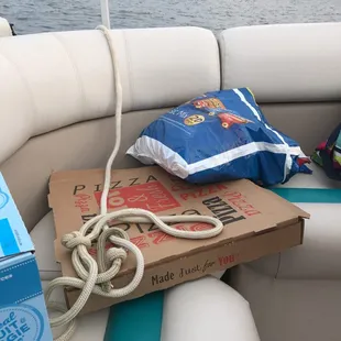 Yes!! Pizza on the lake!  Thanks guys for putting a boat out full of pizzas and subs!  They deliver to Wobble Island and Goat Island!