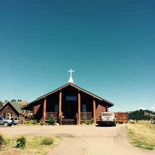 Log cabin church with Spirit-filled friendly people