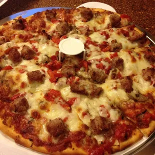 Fire roasted supreme pizza