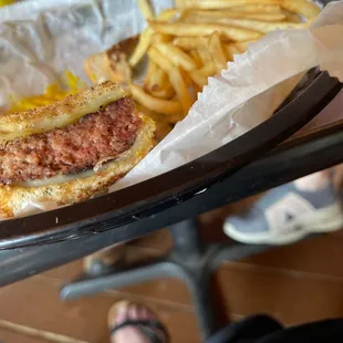 Cold fries and cold sandwich