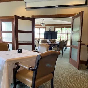 Looking into private dining room.