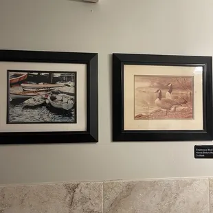 Photos in bathroom