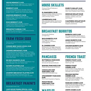 the breakfast menu