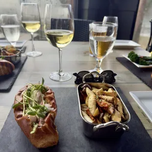 Shrimp and lobster roll with root veggies