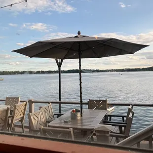 We sat just inside the patio  Still a great view