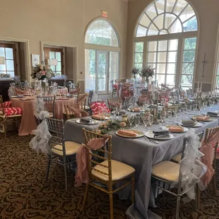 tables set for a wedding reception