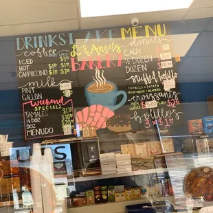 a menu on the wall