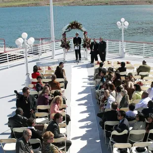 Wedding ceremonies can be held on the top deck of the Desert Princess or on the landing for larger groups.