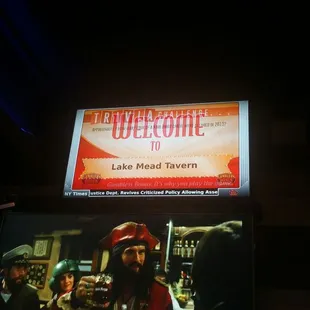the welcome sign for lake mead tavern
