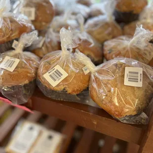 a display of baked goods