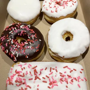 a dozen donuts in a box