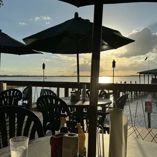 Early Sunset lake view dockside patio