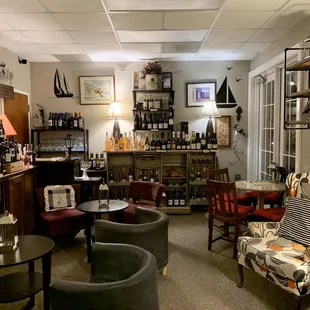 the inside of a wine shop