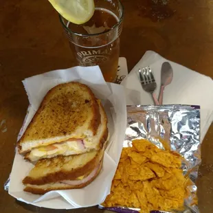 LNGrilled cheese + Primal beer + my cutlery