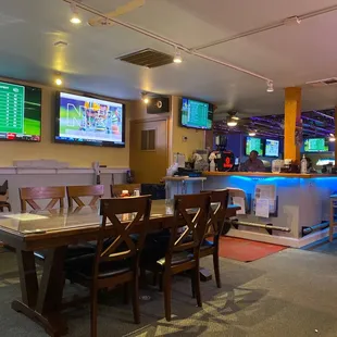 the bar and dining area