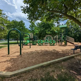 This is one of several views of the replaced playground.  Photo taken June 12, 2023.
