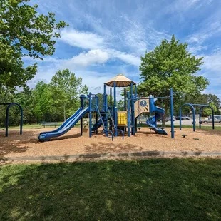 This is one of several views of the original playground before replacement.  Photo taken April 22, 2023.