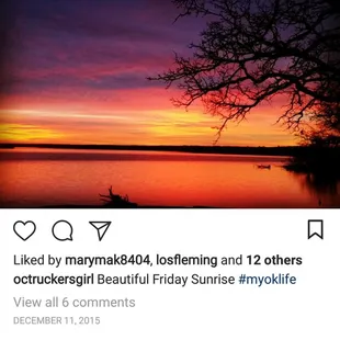 One of the best photos I captured of a morning sunrise over Lake Thunderbird.  Shared from my Instagram account octruckersgirl