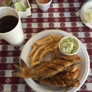 Whole fried catfish.
