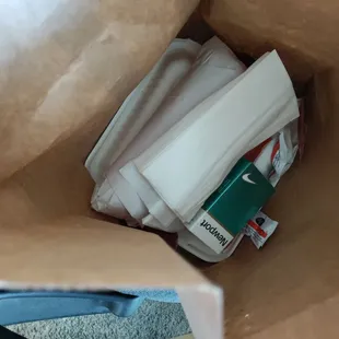 the contents of a brown paper bag