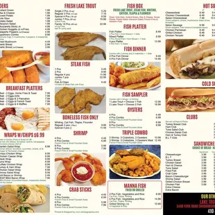 the menu of the restaurant