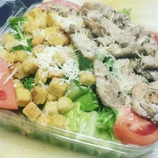 Grilled chicken ceaser salad .... you should try it once !!
