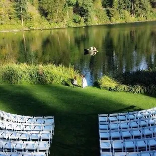 Outdoor ceremony with a beautiful view of the lake