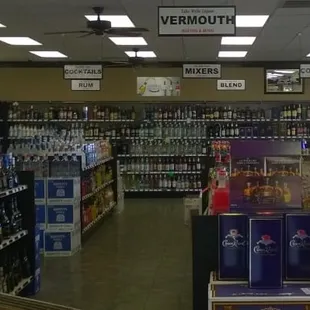 a view of a liquor store