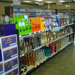 shelves of liquor