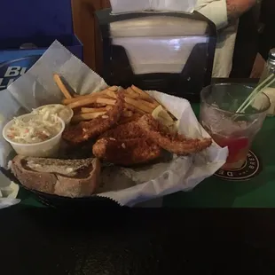 Awesome crispy fresh perch. Good fries and coleslaw too.