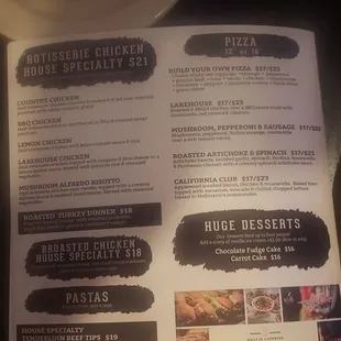 Menu not the best photos so sorry