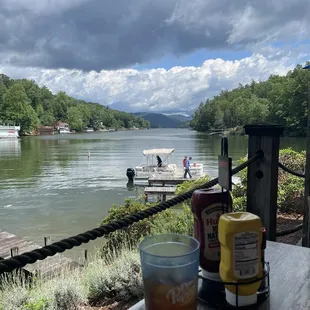 a view of a lake and a dock