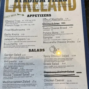 menu
