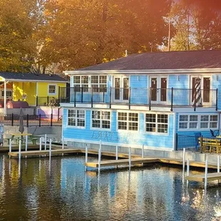 a view of a lake and a dock